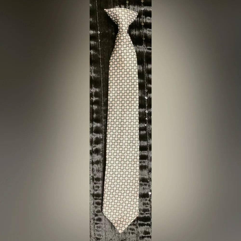 Sears Cream, Green & Brown Kids Clip On Tie